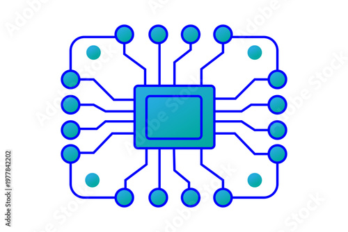 The image you provided is a stylized, minimalist illustration of a microchip or a central processing unit (CPU).