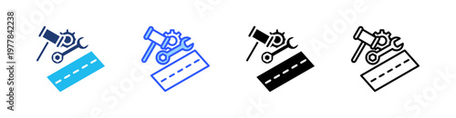 Road Construction Multiple Style Icon Set Collection Pack Web Banner Vector 