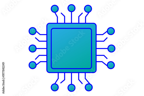 This final image is a stylized, minimalist illustration of a microchip or semiconductor, very similar in theme to the first image but with a different layout.