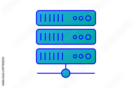 This second image is a stylized, minimalist illustration of a data server rack or network storage system.