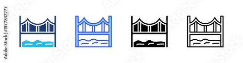 Bridge Multiple Style Icon Set Collection Pack Web Banner Vector 