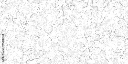 Gray abstract topographic map contours on white background texture pattern