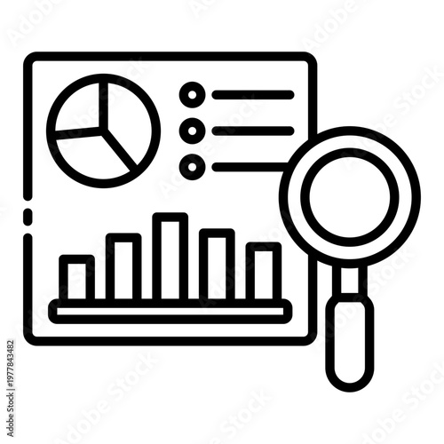 analytical icon. data chart review. insight process. business analysis