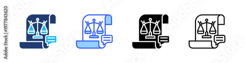 Legal Counsel Multiple Style Icon Set Collection Pack Web Banner Vector 