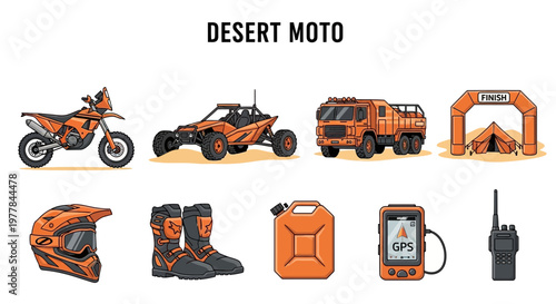 Desert Offroad Motorcycle Racing Equipment.