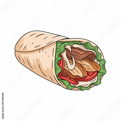 vector illustration of middle eastern shawarma food