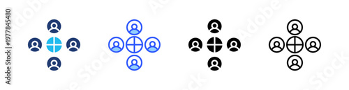 Coordination Multiple Style Icon Set Collection Pack Web Banner Vector 