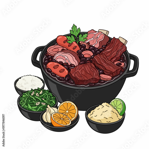 vector illustration of typical brazilian food feijoada