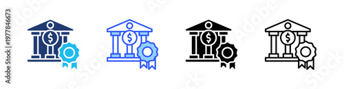 Treasury Bonds Multiple Style Icon Set Collection Pack Web Banner Vector 