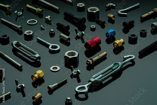 Photos Metal bolts, nuts, and washers