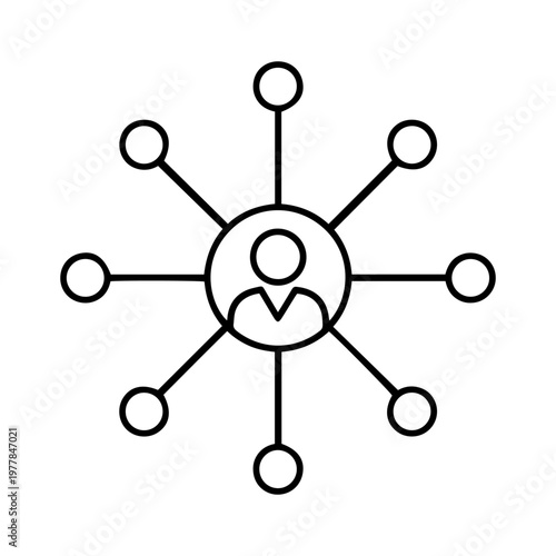 networking icon with connected people isolated on transparent background