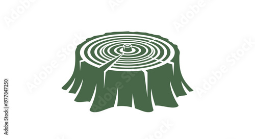 Green Tree Stump Icon Illustration Isolated on White Background