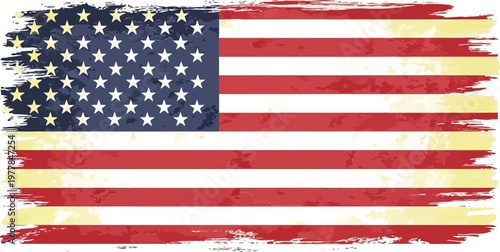 A distressed american flag with a white background