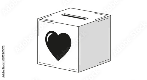 Donation Box with Heart Symbol - Charity and Giving Concept
