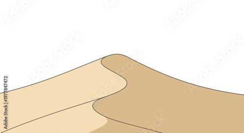 Stylized Desert Dune Landscape with Smooth Curves and White Sky Background