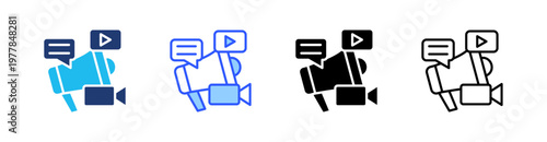 Media Multiple Style Icon Set Collection Pack Web Banner Vector 