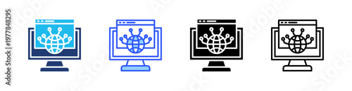 Cyberspace Multiple Style Icon Set Collection Pack Web Banner Vector 