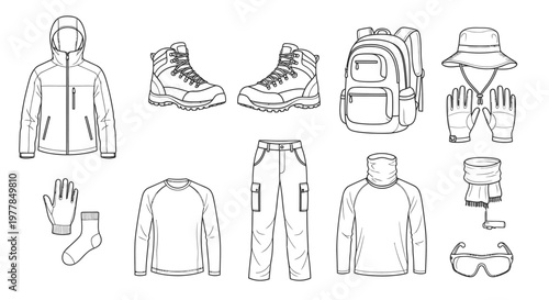 Hiking clothing and gear accessories 1.