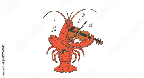 Lobster playing a violin music.