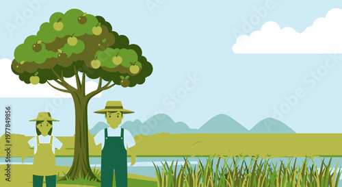 Man and woman in farm clothes.