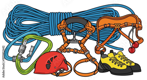 Climbing gear and equipment set.