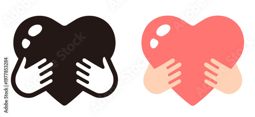 ハートを抱きしめるシンプルアイコンセット