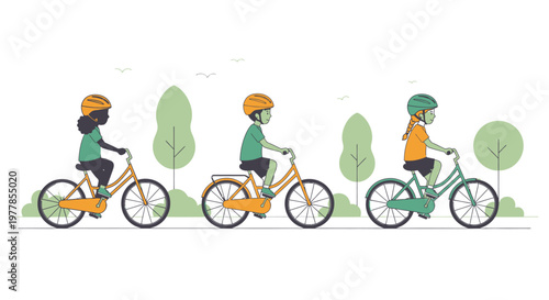 People Riding Bicycles in Helmets.