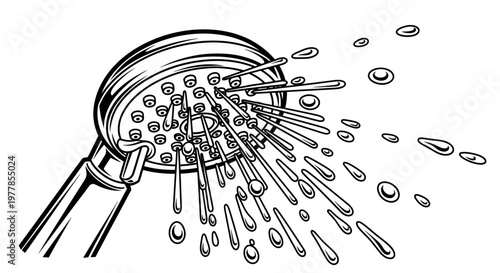 Shower head with water spraying out.