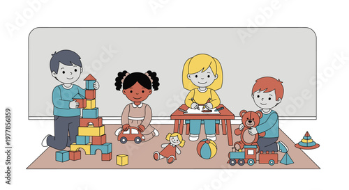 Children playing with toys together.