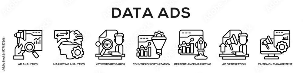 Fototapeta premium Data Ads web banner icon illustration concept