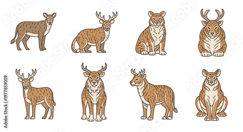 Collection of various wild animals standing 2.