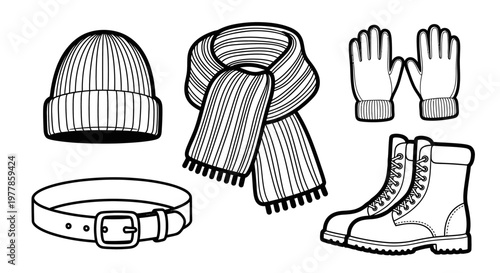 Winter clothing and accessories collection.
