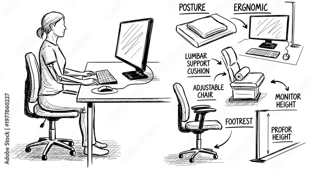 Fototapeta premium Ergonomic office setup for comfortable working