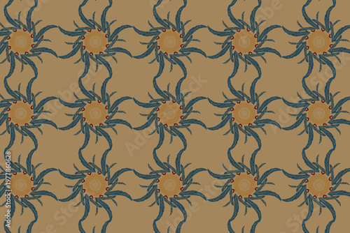 A grounded, earthy arrangement of starburst shapes and geometric polygons reflecting the mathematical beauty of Islamic architecture.