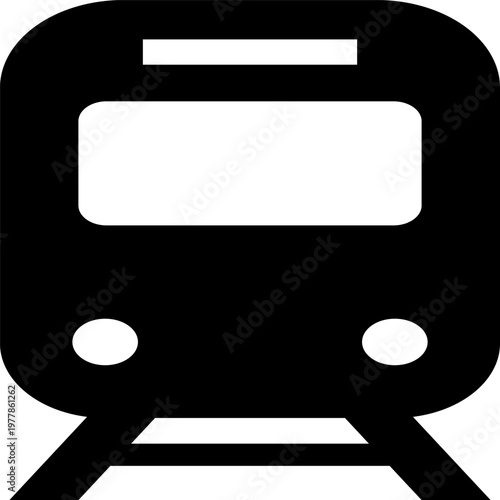 Sleek train icon emerging from tunnel represents modern transport