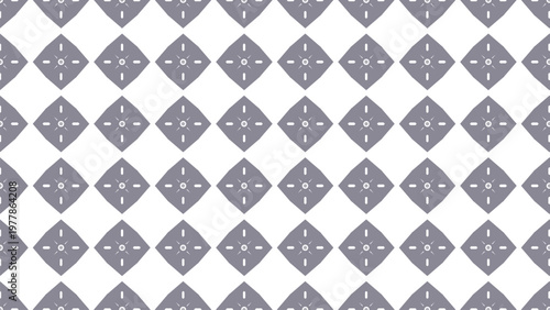Seamless pattern with modern geometric rhombus shapes, featuring subtle star-like motifs in a calm lavender grey on a crisp white background, ideal for contemporary design, elegant
