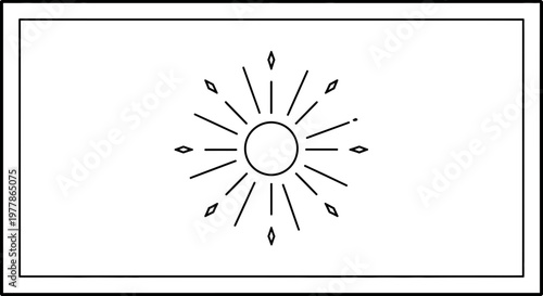 Minimalist Sunburst Icon with Diamond Rays on White Background, Geometric Starburst Emblem