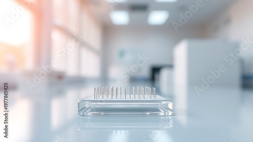 transdermal. Microneedle patch on substrate in a lab. STEM education sheets, lab safety posters, designed for STEM education and laboratory safety posters, highlights discovery.