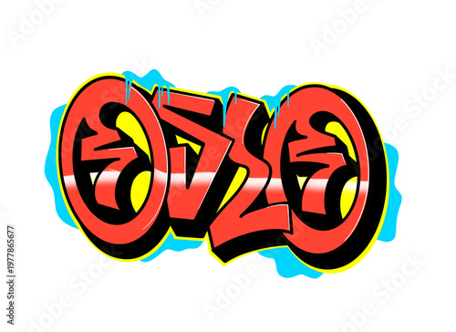 textured graffiti piece style letter OSLO city name isolated design