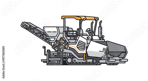 Asphalt paver machine road construction.