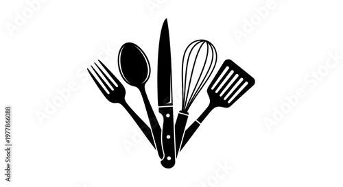 Fork spoon and knife set on white background