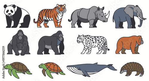 Group of various wild animals standing 2.