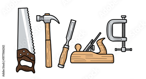 Hand tools for woodworking and construction.