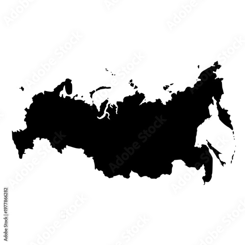 Minimalist illustration of the Russia map with clean lines and clear silhouette, perfect for geography, travel, and educational design use
