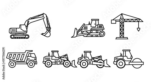 Heavy construction equipment machines vehicles.