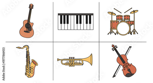Musical Instruments Group Displayed Together 2.