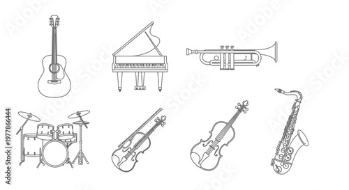 Musical instruments for orchestra performance 7.