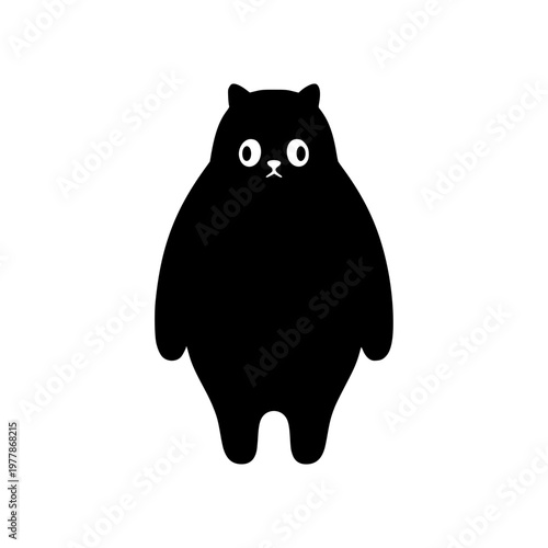 Cute Minimalist Chubby Black Cat Silhouette Illustration