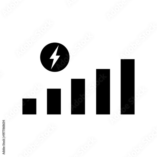 Energy increase vector illustrations set. Energy increase icon