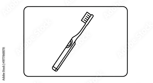 Minimalist Line Art Icon of a Toothbrush on White Background